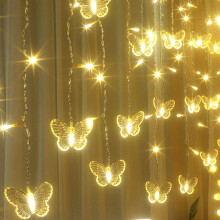 Schmetterlings-Lichterkette (4 m), 96 LEDs, 8 Modi & Timer, warmes Licht für Schlafzimmer, Fenster, Wand, Decke, Party, Hochzeit, Weihnachten