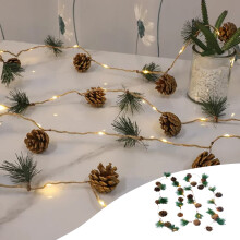 YOBOLK 6,56 ft LED-lichtslinger met kegels en belletjes, 20 lampjes voor kerst, open haard, feestdecoratie, geschikt voor kerst en nieuwjaar