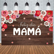Szczęśliwego Dnia Matki Dekoracje Tło Mama Meksykańska Fiesta Motyw Różowy Papierowy Kwiat Rustykalna Drewniana Podłoga Tło Dziękuję Mamo