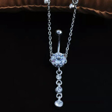RSAMD Fashion Chaîne de nombril en acier chirurgical, anneau de piercing pour le nombril, bijou de corps - Transparent
