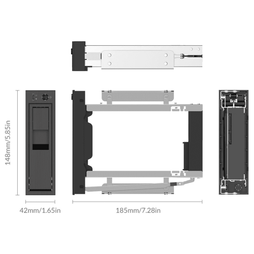2X1106SS5.25 Bandeja Hot Swap Móvel CD-ROM Adaptador de Disco Rígido SATA Interno SSD de 3,5 Polegadas - Preto 1