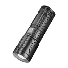 Fnyoxu ljus ficklampa, teleskopisk zoom stark ljus ficklampa LED långstrålande effektdisplay USB-ljus