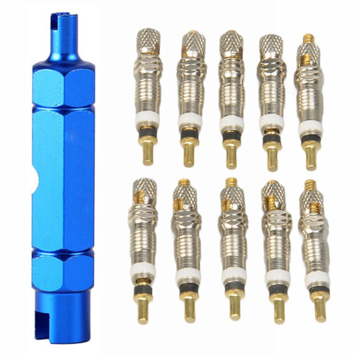 SunyaMood10pcs Αλουμίνιο MTB Presta ελαστικό ποδηλάτου Va e Core + Εργαλεία αφαίρεσης (Μπλε)
