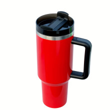 SHAOSZC40oz roestvrijstalen thermosfles met deksel en rietje, draagbare drinkbeker met handvat, geschikt voor in de auto, op kantoor en op reis.