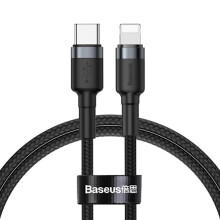 Baseus Flätad USB-C till Lightning-kabel 18W 1m - Svart/Grå Svart