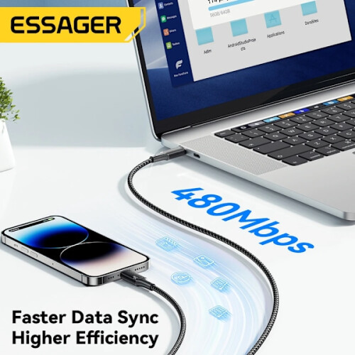 Καλώδιο Essager USB C σε Lightning 2m, γρήγορη φόρτιση 29W PD, συμβατό με iPhone14/13/12/11Pro 2