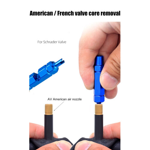SunyaMood10pcs Αλουμίνιο MTB Presta ελαστικό ποδηλάτου Va e Core + Εργαλεία αφαίρεσης (Μπλε) 2