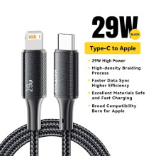 Essager USB C till Lightning-kabel 2m, 29W PD snabbladdning, kompatibel med iPhone 14/13/12/11Pro Max/XS/8Plus/iPad/MacBook, svart