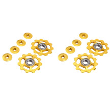 galets de dérailleur arrière en alliage d'aluminium pour roue de vélo 11T (dorés)