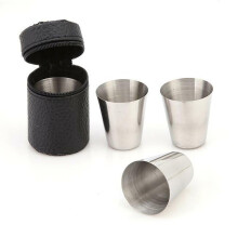 Dreamhall4 stk. shotkopper i rustfritt stål med pose, uknuselige metallskudd kompatible med whisky tequila, barutstyr gave