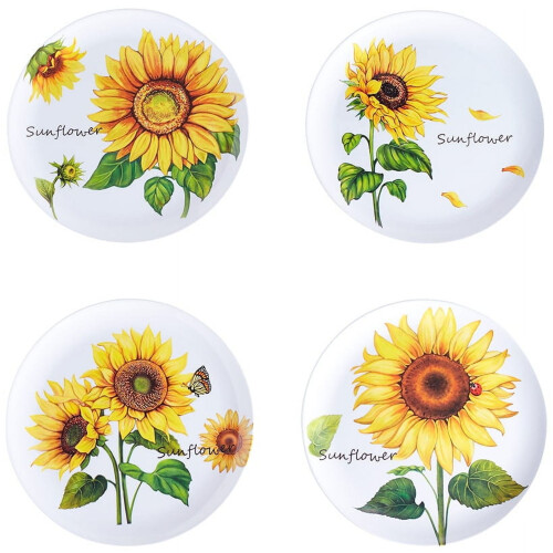 Set van 4 melamine borden - Zonnebloem