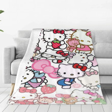 Hello Kitty -peitto, kevyt ja mukava sohvasänky, erittäin pehmeä flanelli-fleece-mikrokuituinen matkahuopa, kaikkina vuodenaikoina aikuisille ja