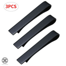 Luxtrada Juego de 3 piezas de pinzas para corbata de 1,8 pulgadas para hombre, para corbatas delgadas (Negro)