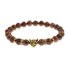 RSAMD Charm Stone Beaded Leopard Head Beaded Bracelet For Men Pulseras Hombre Handmade-Imitation Rhodium Plated