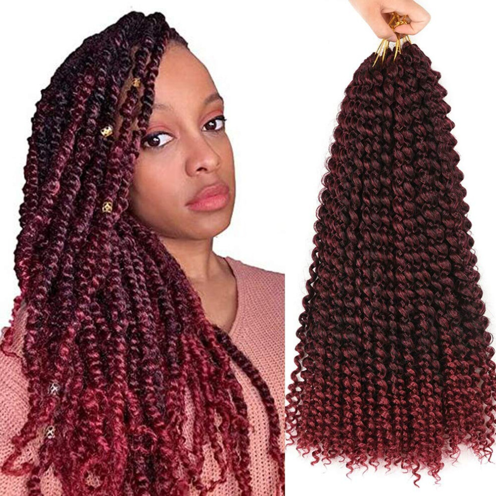 Unisex Passion Twist Crochet Hair 20 Inch Prelooped Wavy Ombre Faux Locs Braids Naturallooking Synthetic