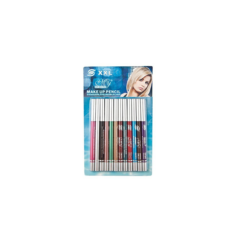 12 Colors Glitter Eyeliner Pencil Set with LongLasting Vibrant Color for Eyes and Brows Makeup Kit
