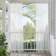 Perdele transparente Orchip albe, perdele elegante din voal cu buzunare pentru tijă, pentru living, dormitor, bucătărie sau decor de pergolă în