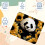 Τετράγωνο Mousepad με μοτίβο ηλίανθου Panda, ύφασμα Mousepad υπολογιστή με βάση από 3
