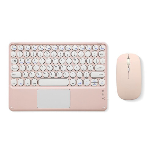 Teclado Bluetooth portátil com touchpad, mini teclado ultrafino e recarregável compatível com iPad Pro/iOS/Android (rosa)