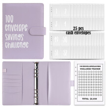 100 enveloppen geldbesparingsuitdaging, een gemakkelijke en leuke manier om $5.050 te sparen, map met spaaruitdagingen, boek met spaaruitdagingen en