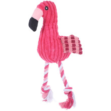 POPETPOP Huisdier Pieptouw Speelgoed Corduroy Pluche Flamingo Vorm Tanden Reinigend Knuffel Interactief Speelgoed (Roze)
