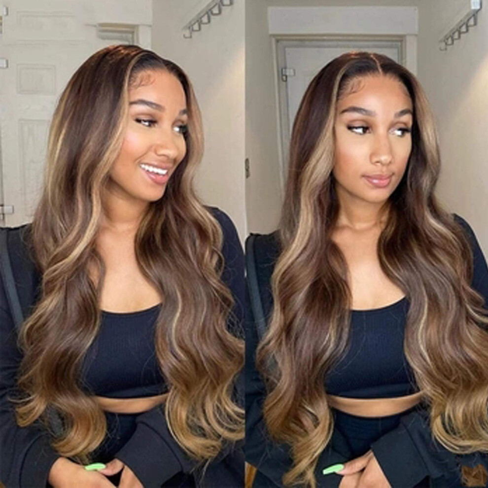 Unisex Ombre Blonde Hd Lace Front Wig 18 Inch Virgin Brazilian Body Wave 150% Density Preplucked