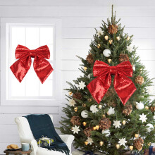 Karymi Pailletten-Schleife für Weihnachten, Glitzer-Schleife für Baum-, Kranz- und Fensterdekoration – Blitzangebote bis zu 70 % Rabatt