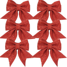 Seewan6 st julroséer, röda glitterkransroséer, paljettflugor för julgran, hem och festdekorationer