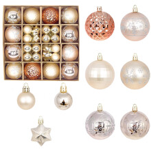 Staron 44-teiliges Set roségoldener Weihnachtskugeln, bruchsichere Kugeln für Weihnachtsbaum, Weihnachtsdekoration, Hochzeit, Partydekoration,