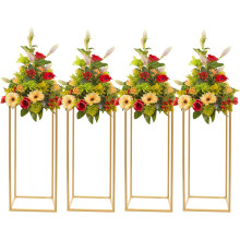 Conjunto de 4 Vasos de Metal para Flores, Suporte Geométrico em Coluna Dourada para Mesas, Centro de Mesa Independente para Casamentos, Eventos,