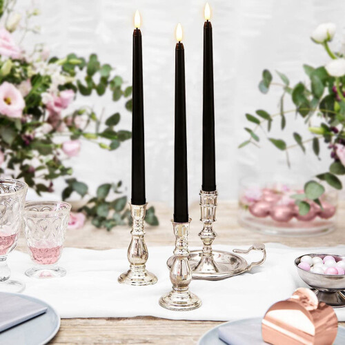 Velas pretas em formato de cone, sem chama - 11 polegadas (aproximadamente 27,9 cm) 2