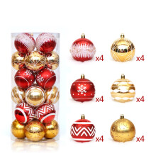 24 Weihnachtskugeln, 6 cm, Anhänger aus Kunststoff für den Weihnachtsbaum, Partyzubehör, weißes Weihnachtsschmuck-Set