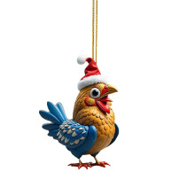 Niedlicher Cartoon-Roystick-Acryl-Anhänger, 8 cm großes Huhn für Auto, Weihnachtsbaum, Fensterdekoration – kompatibel mit XIUH