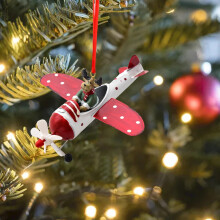 Vintage ijzeren vliegtuigornament met kerstman, sneeuwpop en sterren - voor wandmontage, geen stroom nodig, buitendecoratie voor de feestdagen.