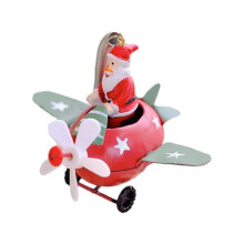 Vintage ijzeren vliegtuigornament met kerstman, sneeuwpop en sterren - voor wandmontage, geen stroom nodig, ideaal voor kerstdecoratie in huis en als