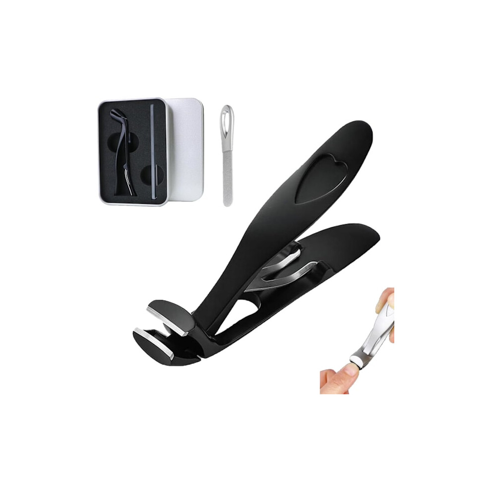 Nail Clippers For Thick Toenails, Ergonomic Angled Head Senior Toenail Clippers, Shirem Nail Clippers Black 1Set 9004841145686