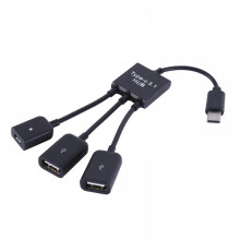 Prettyui Câble de charge OTG haute qualité de 15 cm, 1 port USB Type C3.1 mâle vers 3 ports USB 2.0 femelles, câble hub 3 ports, câble