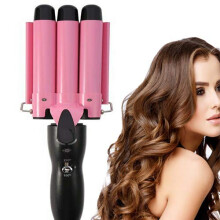 Three Barrel Curling Iron Hair Waver with Ceramic Tourmaline, Adjustable Temp, Fast Heat Up
