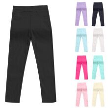 Shldybc ensfargede leggings i godterifarge for småjenter, kompatibel med skole og yoga, fritidsbukser (svart, 7-8 år)