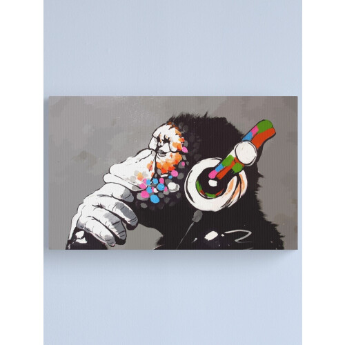 Aaroca Banksy DJ Monkey Thinker ze słuchawkami Wydruk na płótnie Plakaty na płótnie 1