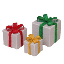 Décoration de bureau XIUH : Boîtes cadeaux lumineuses à 3 LED, télécommande, 8 modes, fonctionne sur piles, décoration de Noël - Compatible