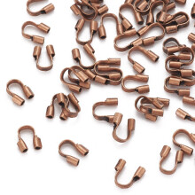 100 db-os sárgaréz drót védőelemek vörös réz színben, 4 mm széles, 5 mm hosszú, 1 mm vastag lyuk: 0,5 mm