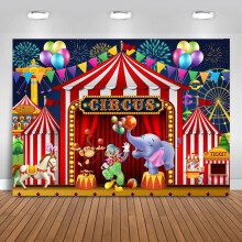 Fondo personalizado de circo rojo, compatible con 7x5 pies, decoración para fiestas temáticas de carnaval, accesorios para fotomatón para