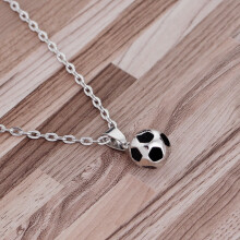 Chokerketting met hartvormige hanger in kleine letter voor dames en heren, 925 zilveren Doodle voetbalhanger, Valentijnsdagcadeau