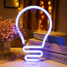 Pære neonskilt til vægdekoration, LED neonlys vægskilt hængende kunstlys til soveværelse, børneværelse, fest, jul (USB-opladning/batteridrevet)