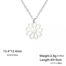 RSAMD Madeliefje Bloem Hanger Ketting Roestvrij Staal Dames Kettingen Mode Sieraden - 13mm bloem staal - 45-50cm