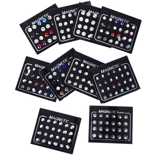 Σκουλαρίκια Racing Butterfly 24 τεμάχια/σετ με μαγνητικό κλιπ χωρίς τρύπημα, στρογγυλά 2