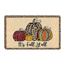 Covoraș de bun venit pentru Halloween, preș antiderapant din flanel, piele întoarsă, cu model de dovleac, decor pentru covorul ușii de la intrare