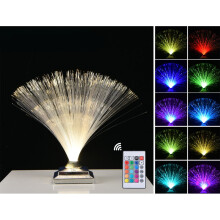 Fiberoptisk lampe 12,4" USB/batteridrevet, farveskiftende LED med krystalbase – ideel til værelse, bryllup, festdekoration