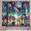 Ambesonne Outer Space Kitchen Curtains, Surreal Astronaut Moon, 55"x24", Multicolor Teal Red 1